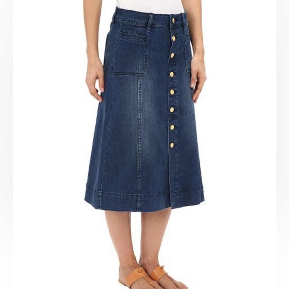 JAG JEANS Barrett Denim Button Front Midi Skirt Western Boho Fall Size 4